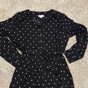 LOFT Black and White Polka Dot Dress